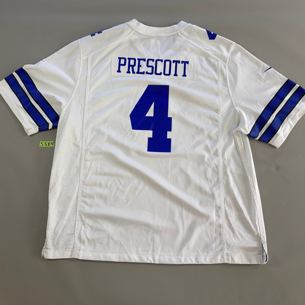 Nike NFL Dallas Cowboys Dak Prescott 4 Jersey Mens 3XL White Blue On Field